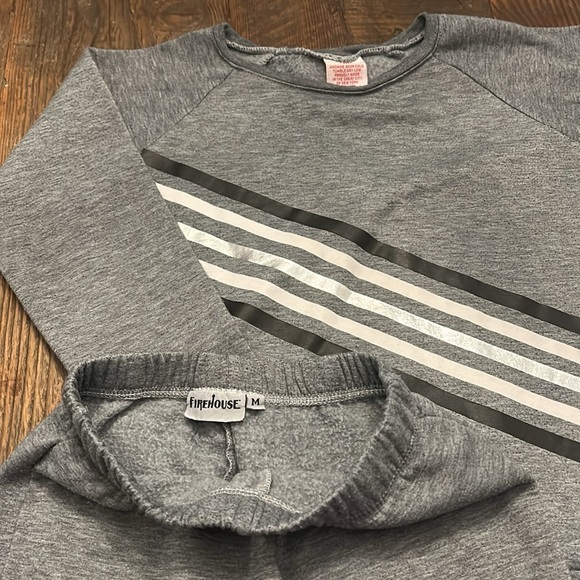 Firehouse Matching Sweatsuit Gray Metallic Stripes Girls Medium EUC - Picture 5 of 6